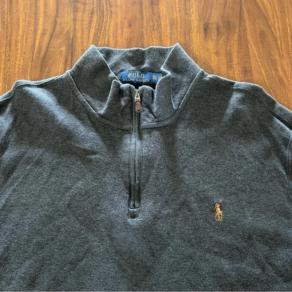 Polo Ralph Lauren Estate-Rib Quarter-Zip Pullover Gray size XXL